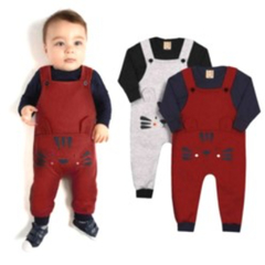 Conjunto Longo Inverno Jardineira e Camiseta - Hrradinhos