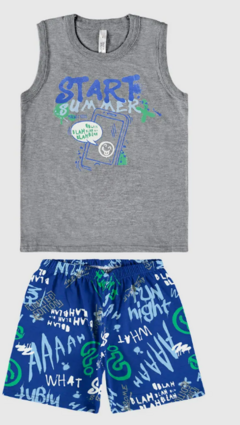 Pijama Infantil Menino Start Summer Em Algodão Malwee Kids Cinza - comprar online