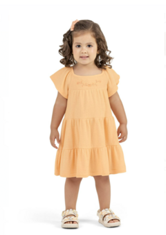 VESTIDO MANGA CURTA TRÊS MARIAS EVASÊ LARANJA