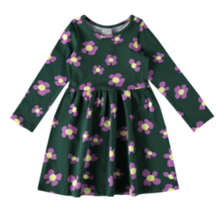 VESTIDO INFANTIL MANGA LONGA CACHORRINHO EM ALGODÃO MALWEE KIDS VERDE