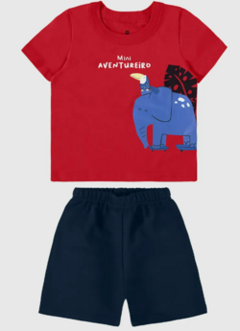 Conjunto Infantil Menino Mini Aventureiro Em Algodão Malwee Kids Vermelho