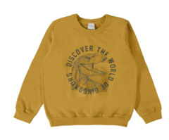BLUSÃO INFANTIL MENINO DISCOVER THE WORLD MOLETOM FLANELADO MALWEE KIDS - AMARELO