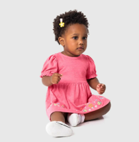 Vestido Infantil Com Estampa Em Malha Botonê Malwee Kids Rosa - comprar online