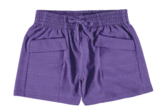 SHORTS INFANTIL MENINA BOLSOS FRONTAIS EM MALHA TRABALHADA MALWEE KIDS ROXO