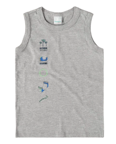 Camiseta Infantil Masculina Regata Estampada Malwee Kids Cinza