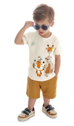 Camiseta Infantil Masculina Bichinhos Trick Nick Bege