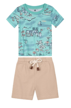 CONJUNTO MENINO ESTAMPA HD EM MEIA MALHA CARINHOSO VERDE