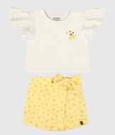 Conjunto Infantil Menina Blusa E Shorts Saia Em Algodão Malwee Kids Off White