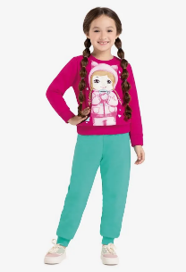 Conjunto Infantil Menina Blusão Com Calça Rovitex Kids Rosa - comprar online
