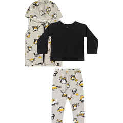 Conjunto Inverno - 3 Pecas - Pinguim Mescla E Preto Menina - comprar online