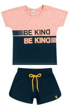CONJUNTO INFANTIL ELIAN BLUSA COM ESTAMPA ESCRITA E SHORTS