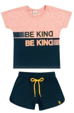 CONJUNTO INFANTIL ELIAN BLUSA COM ESTAMPA ESCRITA E SHORTS - Baby Fofs
