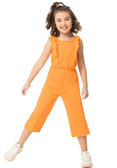 Macacão Infantil com Babados Menina Laranja Malwee Kids