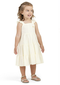 VESTIDO MANGA CURTA EM LAISE COLORITTÁ OFF WHITE