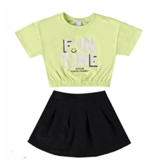 CONJUNTO INFANTIL MENINA FUN TIME EM ALGODÃO MALWEE KIDS VERDE