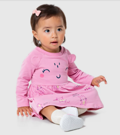 VESTIDO INFANTIL COM APLIQUE EM MALHA ALGODÃO MALWEE KIDS ROSA - comprar online
