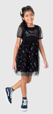 Vestido Infantil Spooky Mood Halloween Em Algodão E Tule Malwee Kids Preto