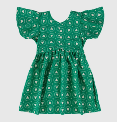 Vestido Infantil Estampa Corações Metalizado Em Viscose Malwee Kids Verde