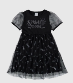 Vestido Infantil Spooky Mood Halloween Em Algodão E Tule Malwee Kids Preto - comprar online