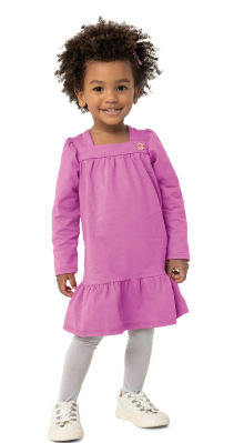VESTIDO MENINA COM BRILHO EM MALHA ALGODÃO - CARINHOSO ROXO