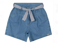 SHORTS INFANTIL MENINA BOLSO FRONTAL EM JEANS CARINHOSO