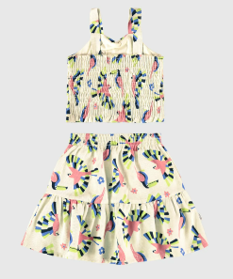 Conjunto Infantil Menina Blusa E Shorts Saia Em Algodão Malwee Kids Off White - comprar online