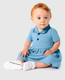 Conjunto Infantil Menina Vestido Polo + Calcinha Malwee Kids Azul