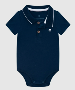 Body Polo Menino Em Algodão - Carinhoso Azul Marinho