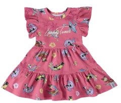 VESTIDO INFANTIL LOONEY TUNES® EM ALGODÃO MALWEE KIDS ROSA - comprar online