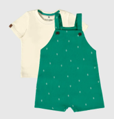 Conjunto Infantil Menino Camiseta + Macaquinho Estampado Malwee Kids Verde