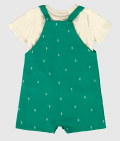 Conjunto Infantil Menino Camiseta + Macaquinho Estampado Malwee Kids Verde - comprar online