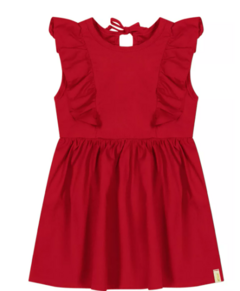 VESTIDO INFANTIL EVASÊ EM VISCOLINHO VERMELHO ELIAN