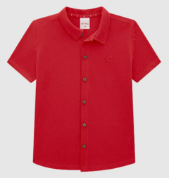 Camisa Menino Abotoamento Frontal Em Piquet Premium - Carinhoso Vermelho