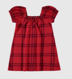 VESTIDO INFANTIL ESTAMPA XADREZ EM MALHA ALGODÃO MALWEE KIDS VERMELHO
