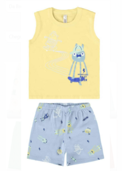 PIJAMA INFANTIL MENINO REGATA EM MOLETINHO MALWEE KIDS AMARELO - comprar online