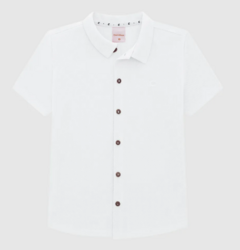 Camisa Menino Abotoamento Frontal Em Piquet Premium - Carinhoso Branco