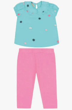 Conjunto Infantil Blusa Com Legging Trick Nick Verde Turqueza