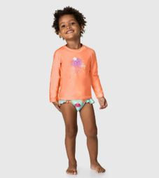 Conjunto Infantil Menina I Love The Sea Em Malha UV50+ Malwee Kids Laranja - comprar online