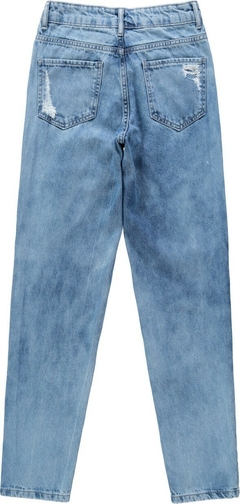 CALÇA MENINA MOM COM PUÍDOS EM JEANS 100% ALGODÃO MALWEE KIDS AZUL - comprar online