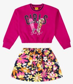 Conjunto Infantil Blusão Com Saia Rovitex Kids Rosa