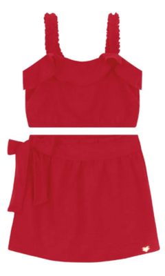 Conjunto Cropped Com Shorts-Saia Trick Nick Vermelho