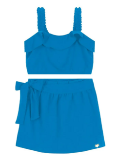 Conjunto Cropped Com Shorts-Saia Trick Nick Azul
