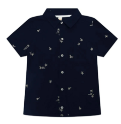 Camisa Infantil Masculina Piquet Flamê Trick Nick Azul