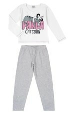 Pijama Infantil Feminino Panda Rovitex Kids Branco