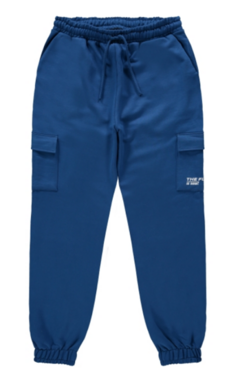 CALÇA MENINO JOGGER BOLSO CARGO EM MOLETOM FLANELADO MALWEE KIDS AZUL