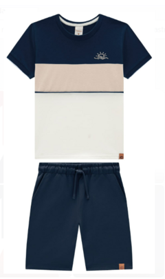 Conjunto Menino Camiseta Manga Retilínea Em Algodão - Carinhoso - comprar online