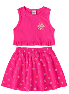 Conjunto Juvenil Regata Cropped E Saia Rovitex Kids Rosa