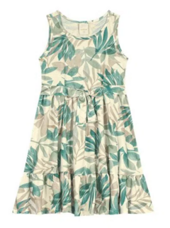 Vestido Menina Folhagem Sem Mangas Em Malha Eco Carinhoso - comprar online