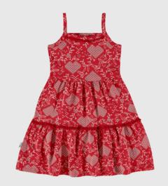 Vestido Infantil Detalhe Pompom Em Algodão Malwee Kids Vermelho