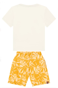 Conjunto Menino Good Things Take Time Em Algodão - Carinhoso Amarelo na internet